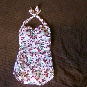 One piece swimsuit, halter, vintage, cherries